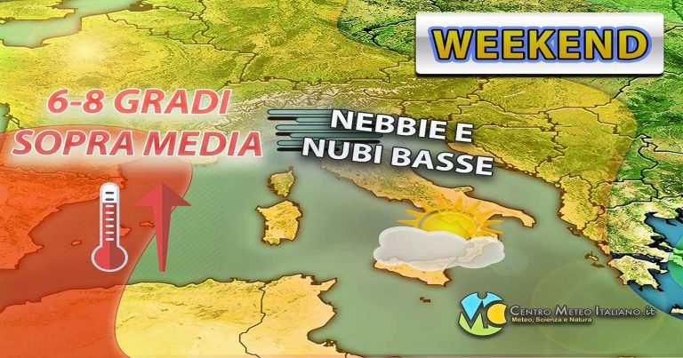 Meteo – Anticiclone con tempo stabile e mite anche nel weekend, salvo qualche nube