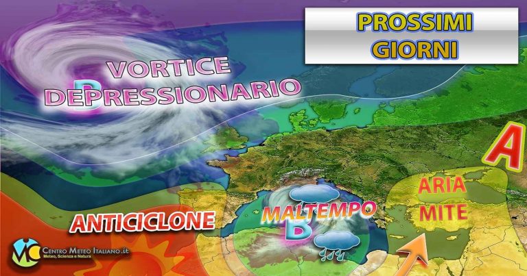 Meteo – Vortice depressionario in azione sul Mediterraneo, forte maltempo in Italia con rischio nubifragi