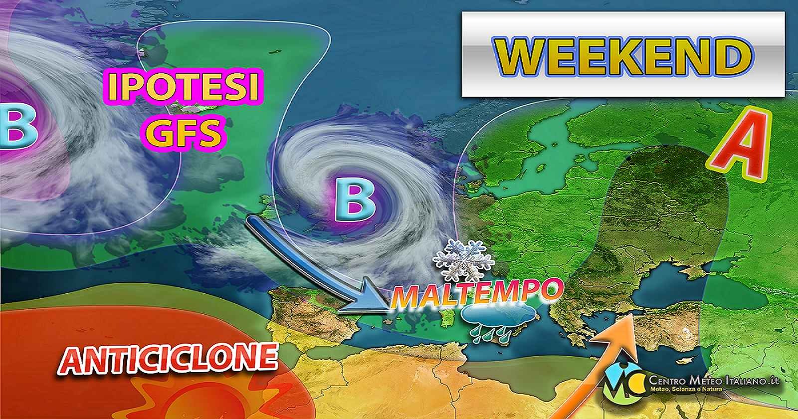 Meteo - Maltempo anche intenso in Italia nel Weekend con bufere di neve in arrivo, i dettagli