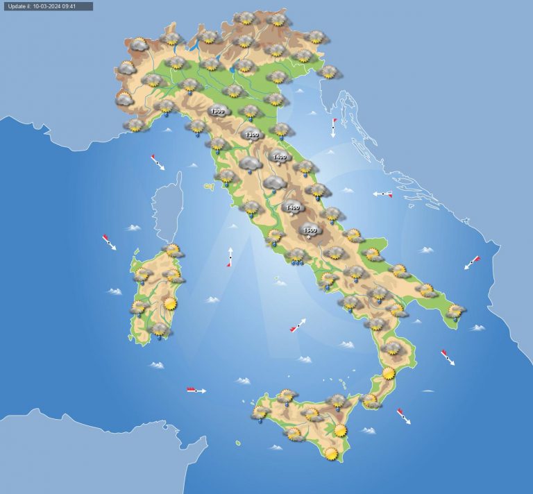 Meteo domani 11 marzo: ancora instabilità in Italia con piogge e temporali su molte regioni