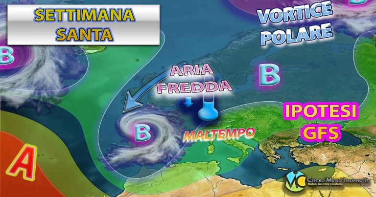 Meteo – Colpo di coda invernale e ritorno possente delle piogge per la settimana di Pasqua