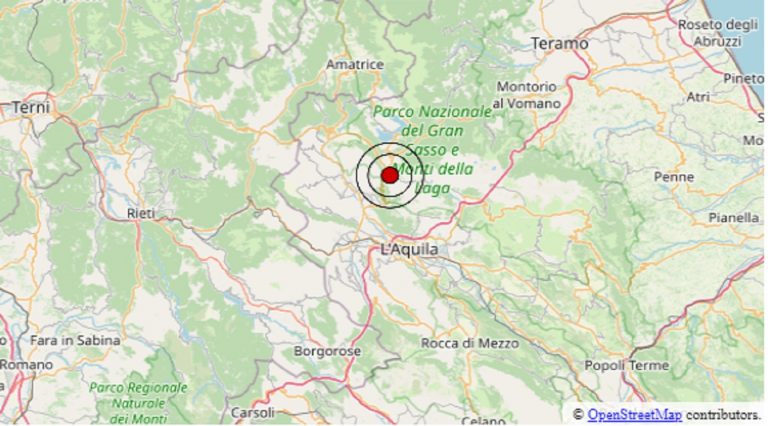 Terremoto avvertito oggi in Abruzzo, scossa di magnitudo 3.2: epicentro, ipocentro e dati Ingv
