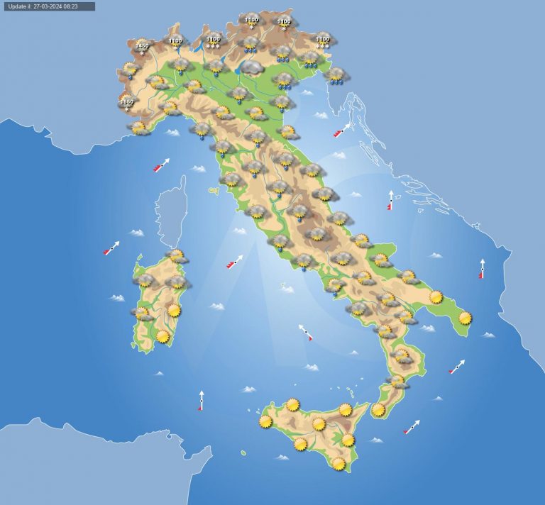 Meteo domani 28 marzo: ancora instabilità in Italia con piogge sparse su queste regioni