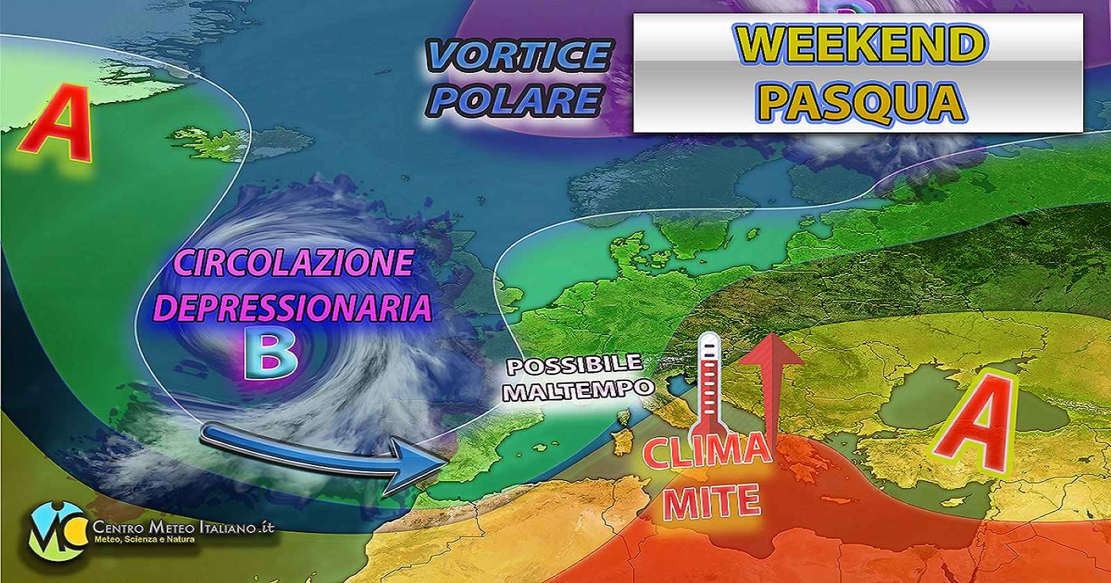 Meteo - Che confusione nel Weekend di Pasqua con l'Italia tra il maltempo e un richiamo di correnti calde