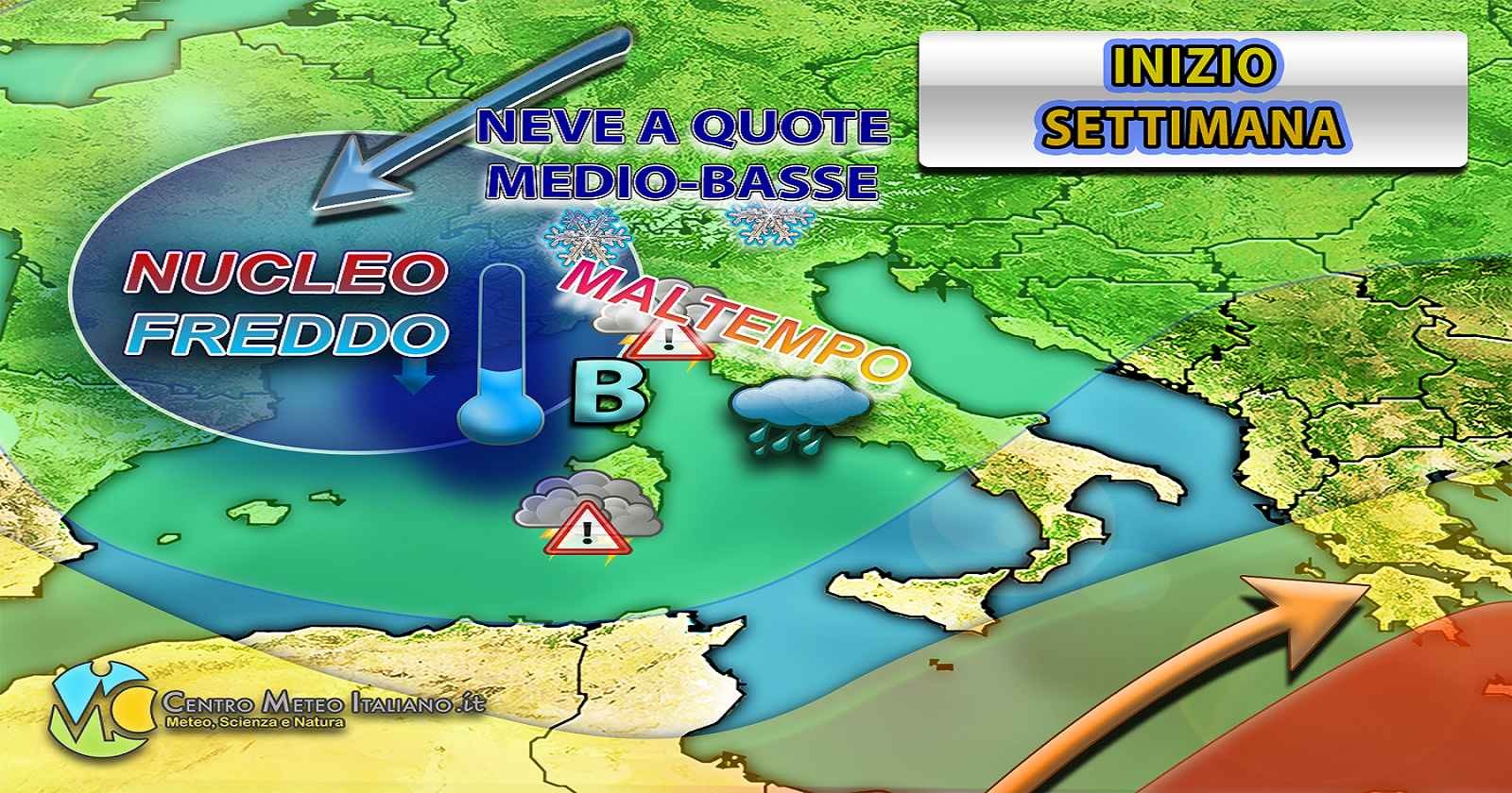 Piogge, temporali e neve all'inizio della prossima settimana