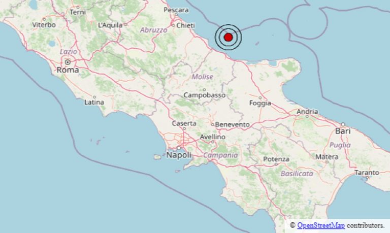 Terremoto, nel pomeriggio registrata scossa al largo della Costa Molisana: i dati ufficiali Ingv
