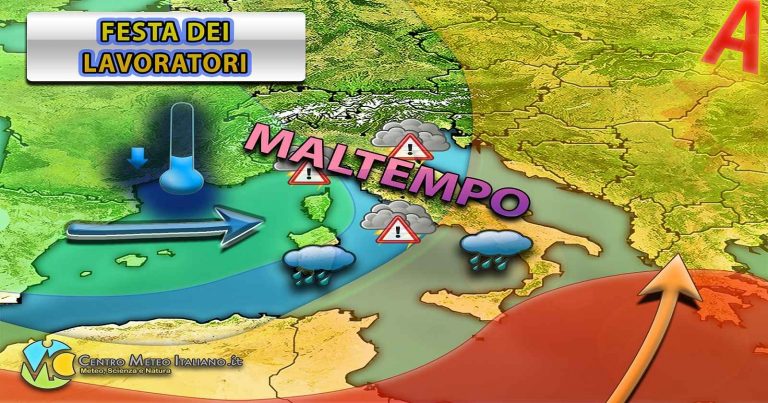 Meteo – Primo Maggio a rischio maltempo in Italia, con piogge e temporali attesi su molte regioni
