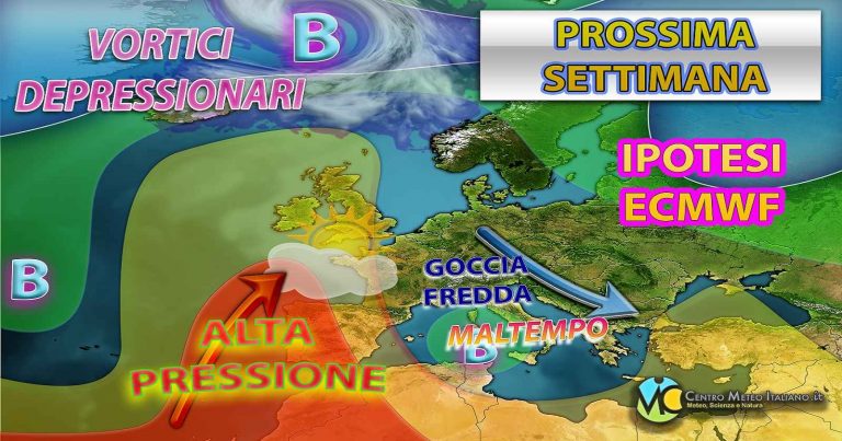 Meteo – Vortice ciclonico per la prossima settimana con nuove piogge e temporali