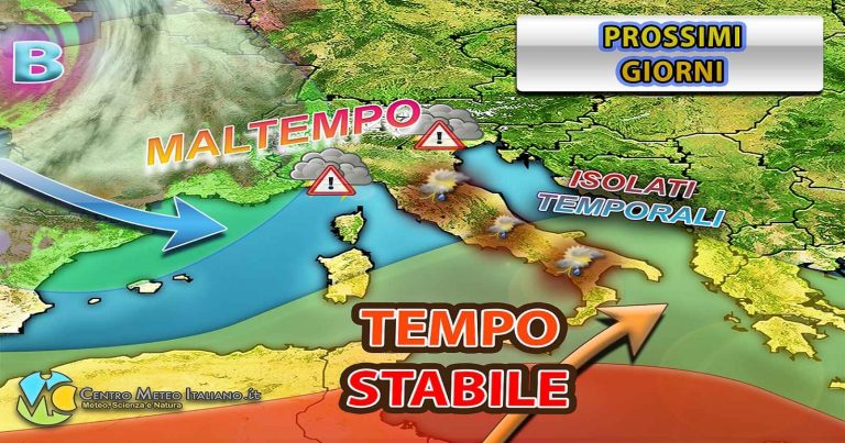 Meteo Italia – Piogge e temporali anche intensi attesi al Nord, più stabile al Sud con clima quasi estivo