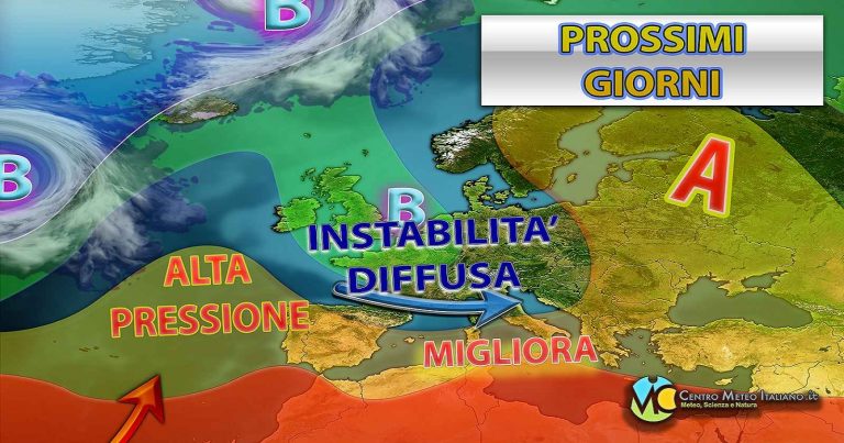 Meteo – Alta pressione in lieve rimonta sul Mediterraneo i prossimi giorni, ma nel weekend nuovo peggioramento
