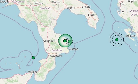 Forte terremoto avvertito oggi in Calabria, epicentro in provincia di Crotone – Dati Ingv
