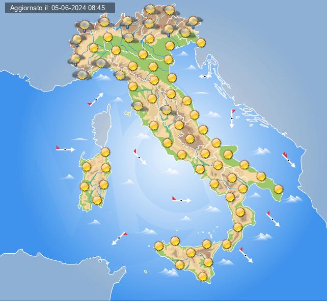 Meteo domani 6 giugno: stabilità diffusa in Italia grazia all’alta pressione, locali temporali pomeridiani sulle Alpi Meteo domani 6 giugno: stabilità diffusa in Italia grazia all’alta pressione, locali temporali pomeridiani sulle Alpi