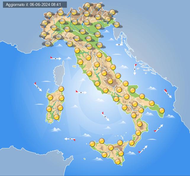 Meteo domani 7 giugno: tempo stabile in Italia con sole prevalente e locali piogge pomeridiane su questi settori Meteo domani 7 giugno: tempo stabile in Italia con sole prevalente e locali piogge pomeridiane su questi settori