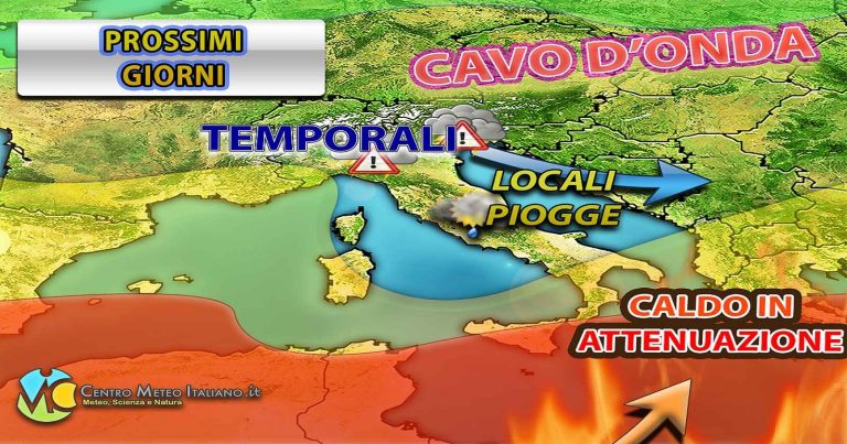 Meteo – Passaggio instabile i prossimi giorni in Italia con temporali su alcune regioni e generale rinfrescata