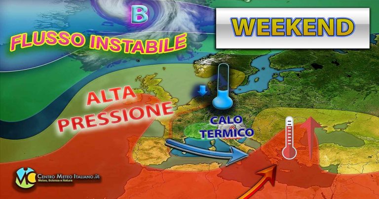 Meteo – Cavo perturbato in arrivo nel Weekend, con possibili nubifragi e crollo termico: i dettagli