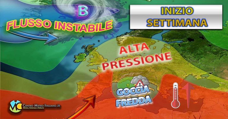 Meteo – Goccia fredda porta ancora maltempo e clima fresco in Italia, ma l’anticiclone africano è in agguato