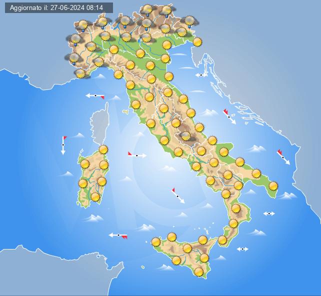 Meteo domani 28 giugno: tempo stabile in Italia con sole prevalente e locali temporali pomeridiani Meteo domani 28 giugno: tempo stabile in Italia con sole prevalente e locali temporali pomeridiani