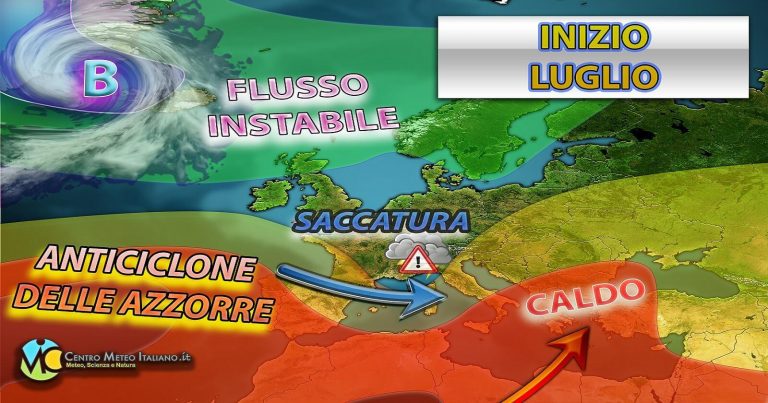 Meteo – Luglio al via con calo delle temperature, acquazzoni e temporali