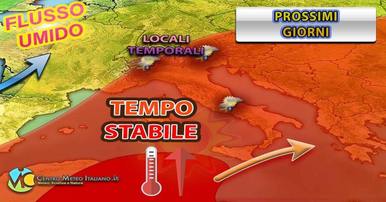 Meteo – Anticiclone rovente in risalita, ma attenzione ad un peggioramento in vista con possibili nubifragi: i dettagli