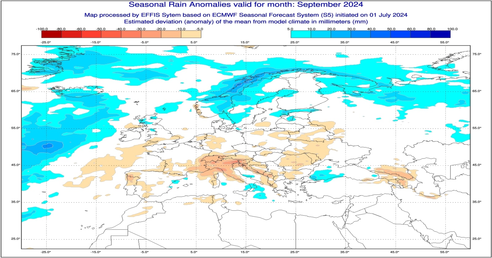 Anomalie di precipitazione previste dal modello europeo per settembre 2024 - effis.jrc.ec.europa.eu.eu