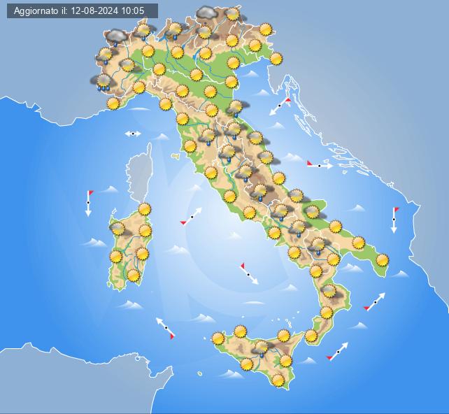 Meteo domani 13 agosto: tempo stabile in Italia con tanto sole e solo qualche temporale pomeridiano, clima caldo