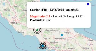 terremoto oggi 22 agosto 2024 lazio cassino