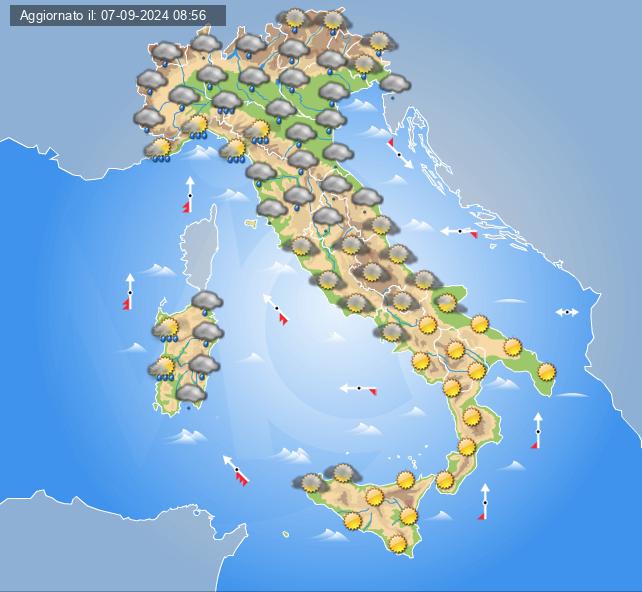 Meteo domani 8 settembre: tempo in peggioramento in Italia con piogge, temporali e possibili nubifragi specie su queste regioni