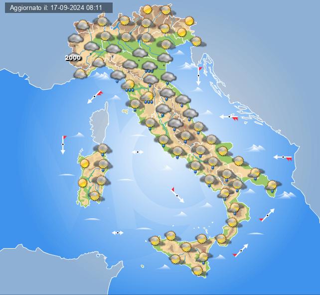 Meteo domani 18 settembre: tempo instabile in Italia con piogge e temporali e clima fresco