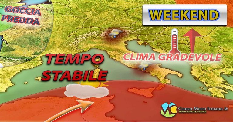 Meteo – Weekend dalla doppia faccia, peggioramento in arrivo dopo una prima parte stabile: i dettagli