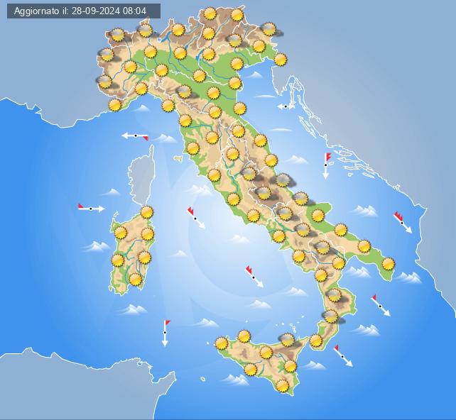 Meteo domani 29 settembre: tempo stabile in Italia con sole prevalente e netto calo termico