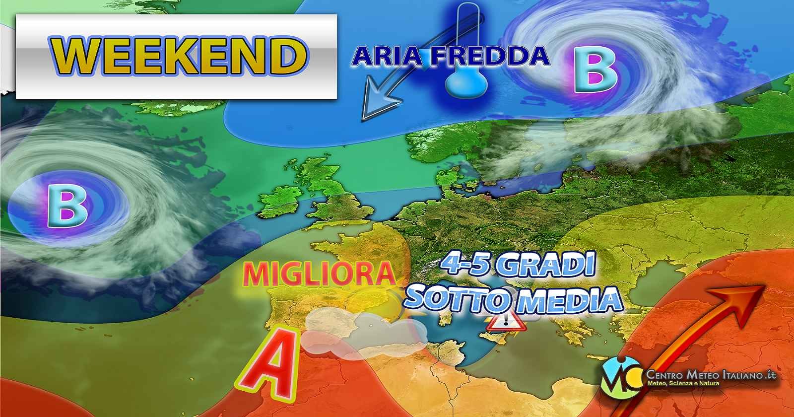 Migliora nel weekend ma con clima piuttosto freddo