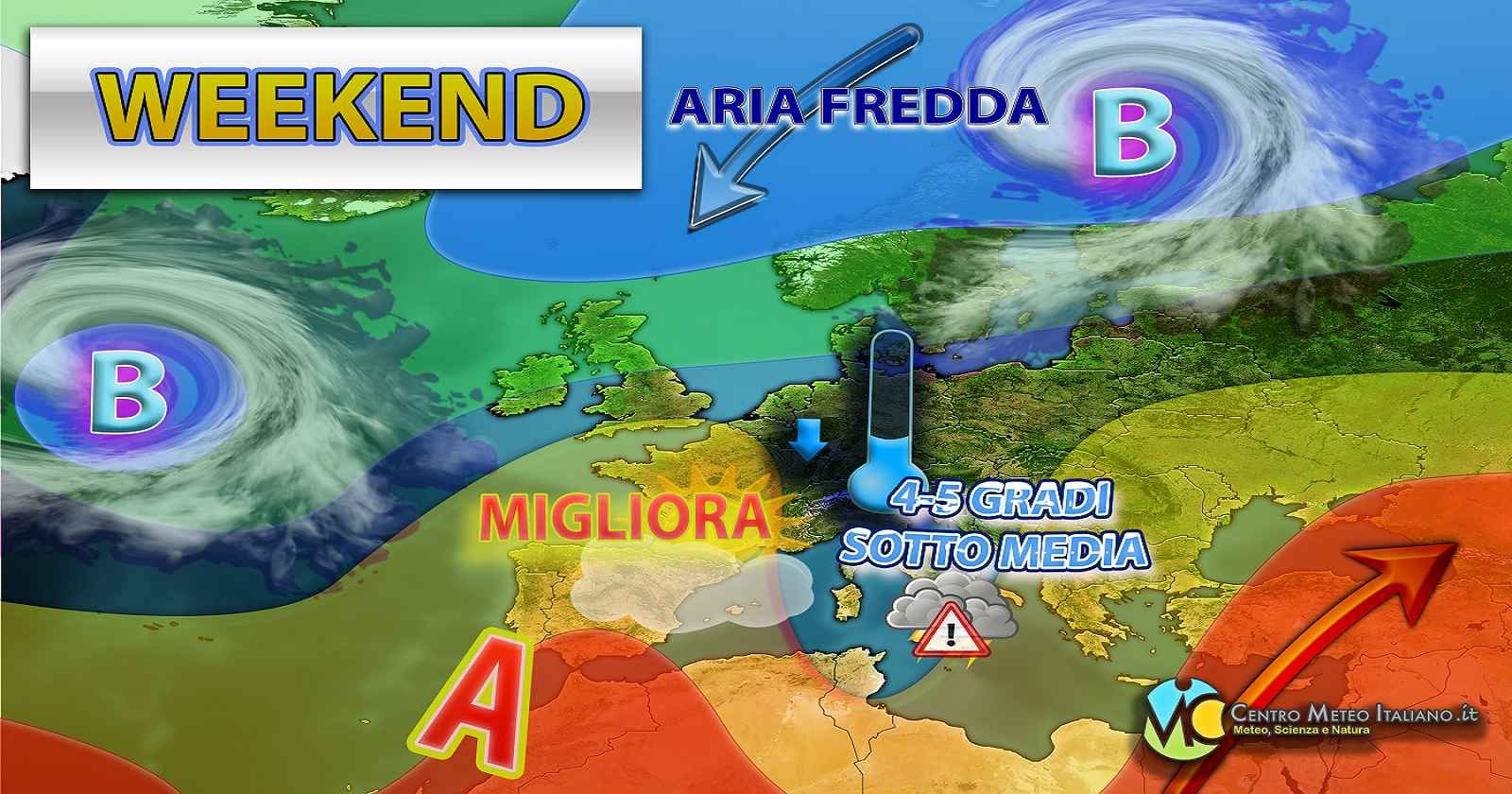 Meteo Italia - clima fresco e residui temporali nel weekend