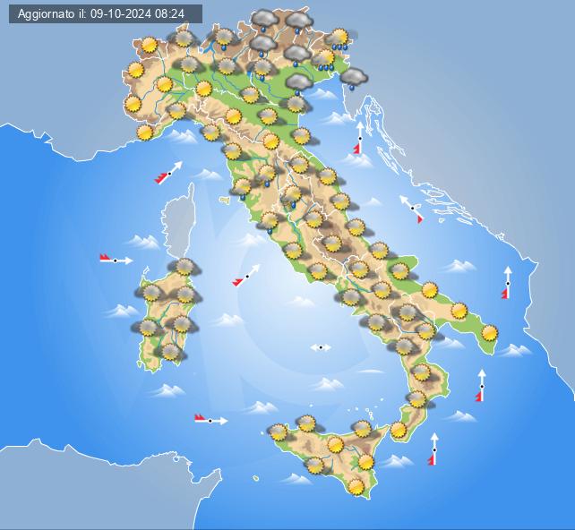 Meteo domani 10 ottobre: tempo instabile in Italia con piogge e temporali, ma solo su alcune regioni