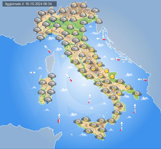 Meteo domani 17 ottobre: tempo in peggioramento in Italia con piogge e temporali in arrivo su queste regioni