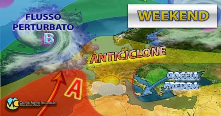 Meteo - Goccia fredda in transito nel Weekend: poche piogge, ma possibilmente intense e calo termico