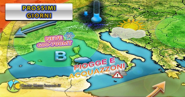 Meteo – Italia ancora sotto scacco del maltempo per il prosieguo di settimana, torna la neve in Appennino