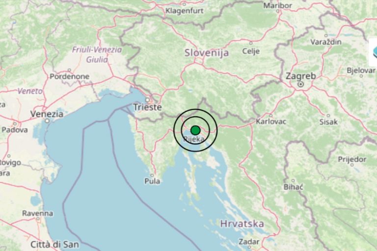 Terremoto oggi in Croazia, mercoledì 13 novembre, scossa M 3.5 avvertita nella provincia di Trieste: dati Ingv