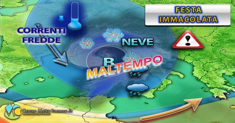 Meteo – Nucleo polare per l’Immacolata: attesi forti venti, nubifragi e neve