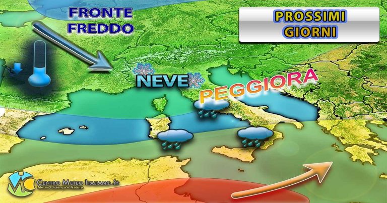 Meteo – Inverno non molla l’Italia, con nuovo peggioramento alle porte: piogge e nevicate in arrivo, i dettagli