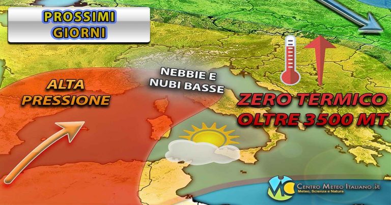 Meteo Italia – Fase stabile tra sole, clima mite e nebbie, ma un nuovo peggioramento è in arrivo i prossimi giorni