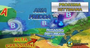 Meteo - Prima parte della prossima settimana infestata dal maltempo polare, con forti piogge e nevicate