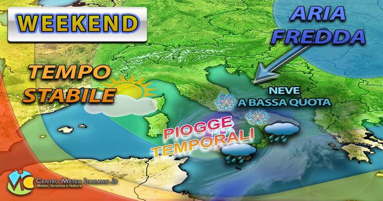 Meteo Italia – Irruzione fredda nel weekend con maltempo invernale e calo termico, migliora la prossima settimana