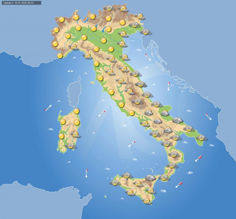 Meteo domani 15 gennaio: molte nuvole in transito sull’Italia e locali fenomeni su queste regioni