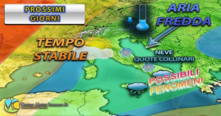 Meteo – Clima freddo in Italia con ancora neve a quote medio basse e gelate diffuse al Nord tra notte e primo mattino