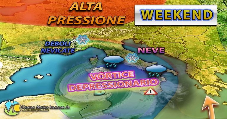 Meteo – Sussulto dell’Inverno nel Weekend, con maltempo in estensione e neve fino in collina: i dettagli Meteo – Sussulto dell’Inverno nel Weekend, con maltempo in estensione e neve fino in collina: i dettagli