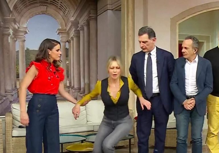 Anna Falchi sviene in diretta a ”I Fatti Vostri”, malore per la conduttrice: ecco cos’è successo