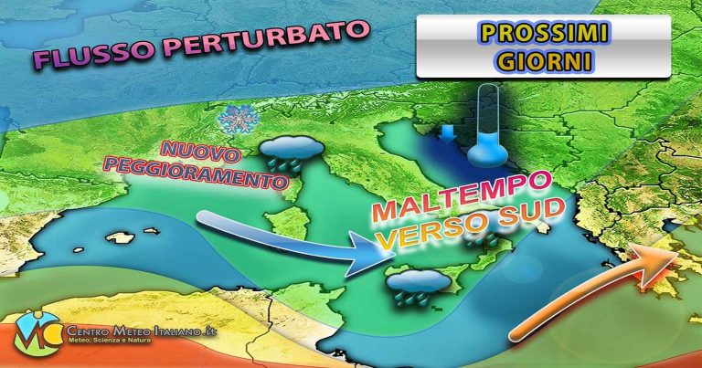 Meteo – Doppio impulso di maltempo in Italia, con possibili temporali e neve solo sulle Alpi: i dettagli