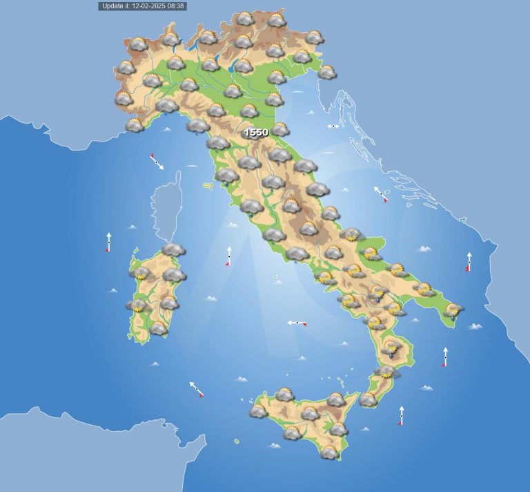 Meteo domani 13 febbraio: tempo instabile in Italia con nuvolosità e piogge sparse su queste regioni