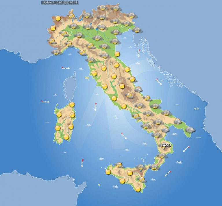 Meteo domani 16 febbraio – Domenica con tempo in generale miglioramento in Italia salvo qualche rovescio al sud