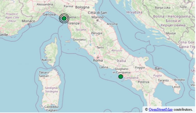 Terremoto oggi Toscana, 15 febbraio 2025: scossa sulla costa settentrionale – Dati INGV